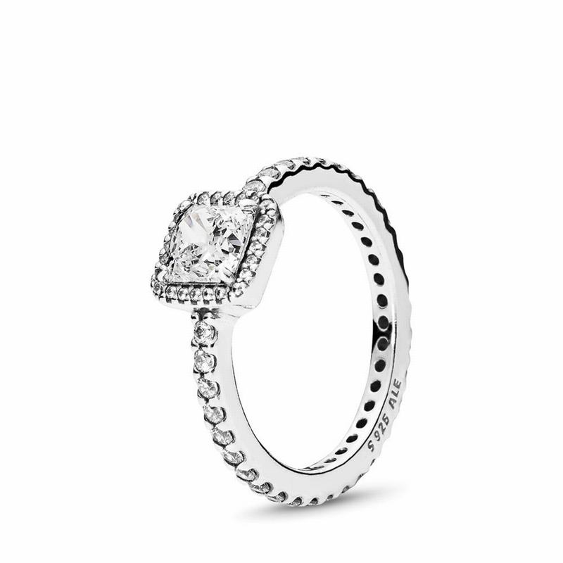 Pandora Australia Square Sparkle Promise Ring - Sterling Silver | VPUTFS306